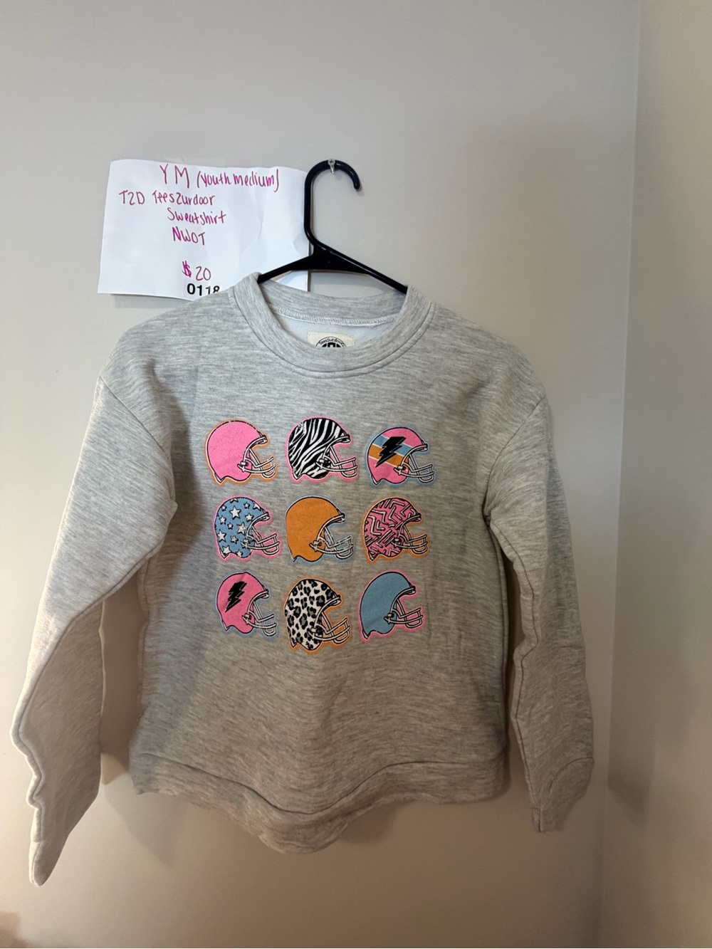Kids Grey Sweatshirt with Colorful Helmet Graphics